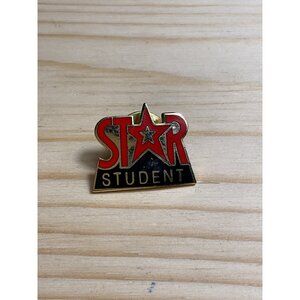 Star Student Enamel Pin Badge Red & Black Gold-Tone Metal